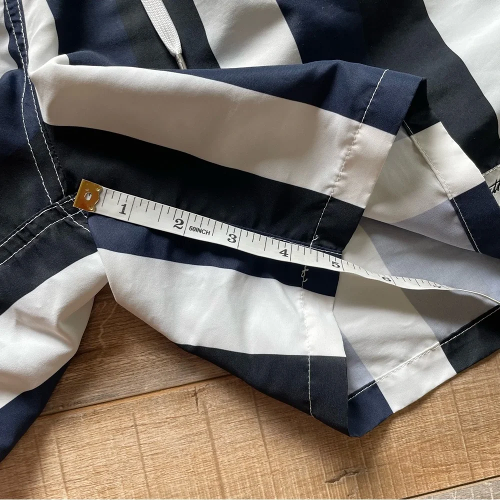 Bather men’s blue black white retro style striped swim trunks mesh lined, size M - Picture 4 of 13